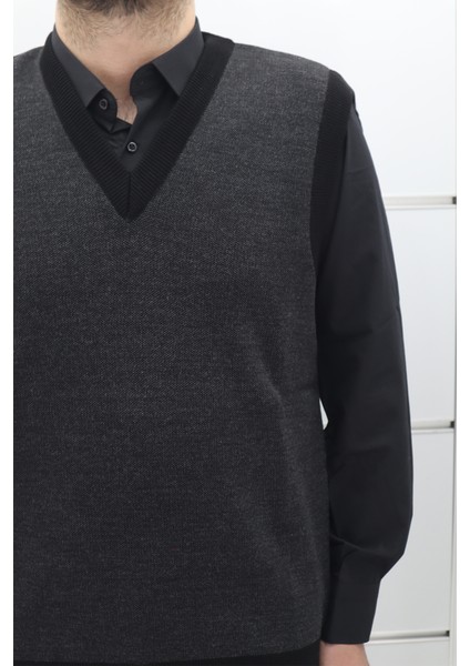 Fistan Store Erkek Düz Klasik Kesim Rahat Kalıp V - Yaka Kışlık Yünlü Süveter fiyatları