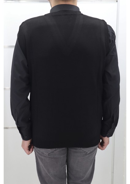 Fistan Store Erkek Düz Klasik Kesim Rahat Kalıp V - Yaka Kışlık Yünlü Süveter modelleri