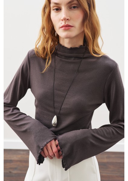 Balıkçı Yaka Bluz Antrasit fiyatları