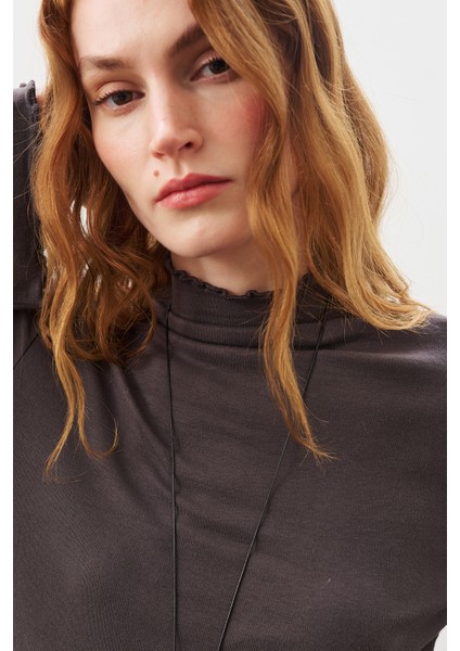 Balıkçı Yaka Bluz Antrasit modelleri