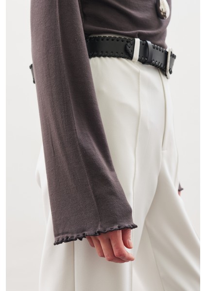 Balıkçı Yaka Bluz Antrasit fırsatları