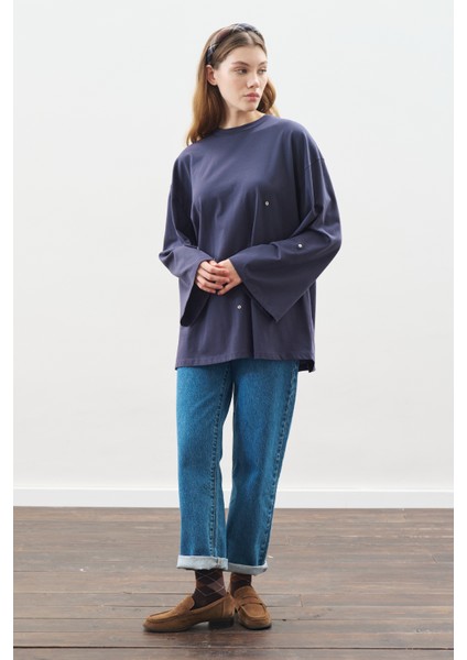 Çıtçıt Ayarlamalı Tshırt Lacivert