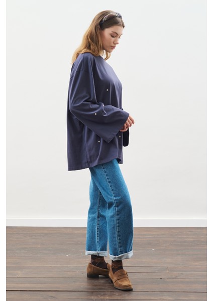 Çıtçıt Ayarlamalı Tshırt Lacivert modelleri