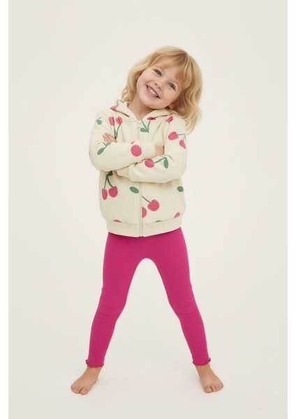 Kiraz Desenli Kapüşonlu Kız Çocuk 2 li takım - Pembe