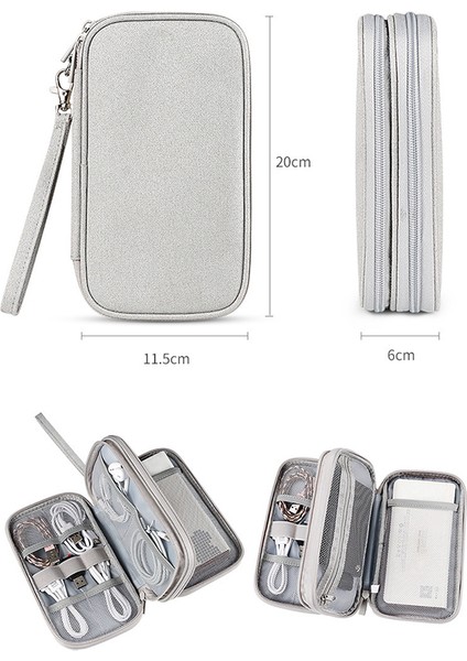 Çift Katmanlı Kablo Düzenleyici Su Geçirmez Taşınabilir Dijital Saklama Çantası, M Beden - Gri (Yurt Dışından) indirimleri
