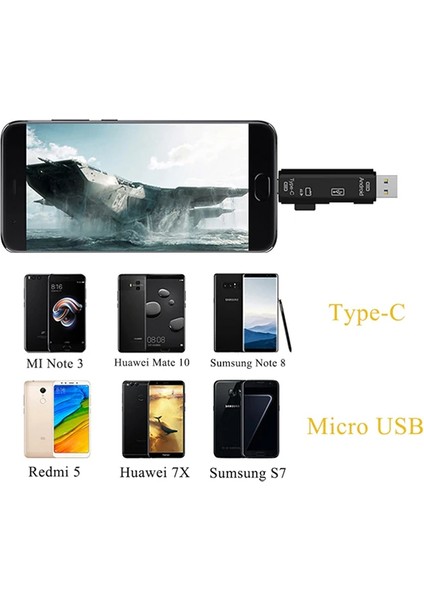 Smart Otg 3in1 Type-C ve Micro USB Tf Card Reader OTG-(1903)