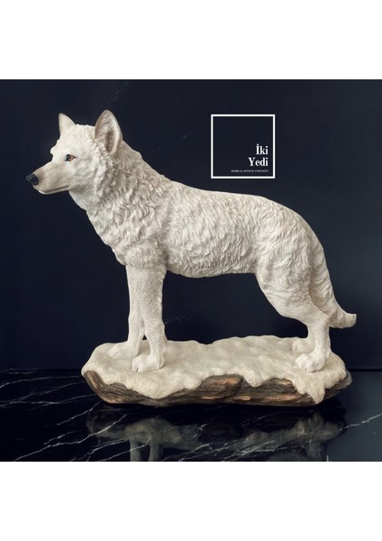 Veronese Beyaz Kurt Heykeli – Lisanslı Vıp Dekoratif Obje, Ofis ve Ev Için Lüks Hediyelik Biblo