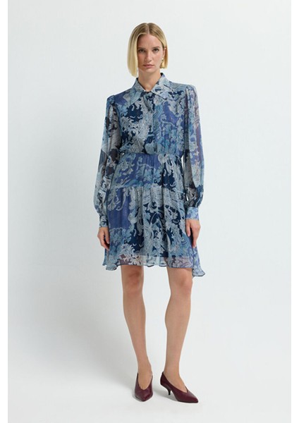 Şifon Gömlek Elbise Emp.lacivert 12445775000