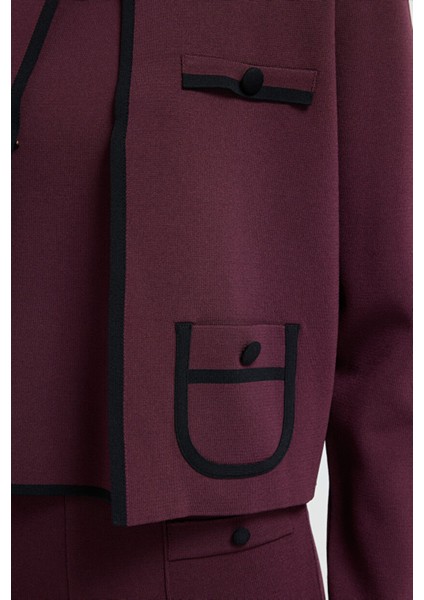 Şerit Detaylı Triko Hırka Murdum 13445585000 fiyatları