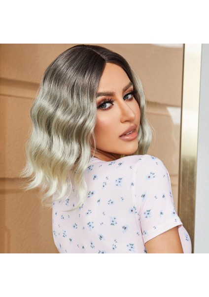 Kahverengi / Beyaz Platin Ombreli Küt Tül Peruk fiyatları