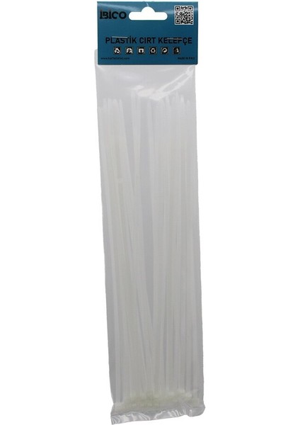 25PCS BEYAZ 3.6X250MM PLASTİK CIRT KELEPÇE (5264)