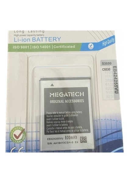 Megatech S3850 Telefon Bataryası