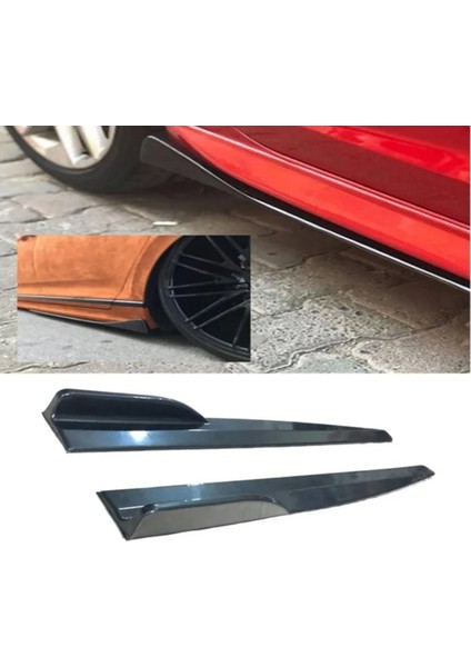 Seat Ibiza 2008-2017 Yan Marşpiyel Altı Lip Kulaklı Kısa 86 cm Piona Black Parlak Siyah 2li Set