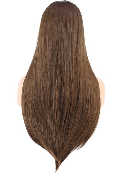 Düz Perçemli Uzun Fiber Sentetik Peruk / Kumral indirimleri
