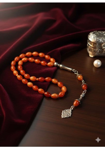 Canlı Kırmızı Toz Kehribar Tesbih Dinamik ve Göz Alıcı