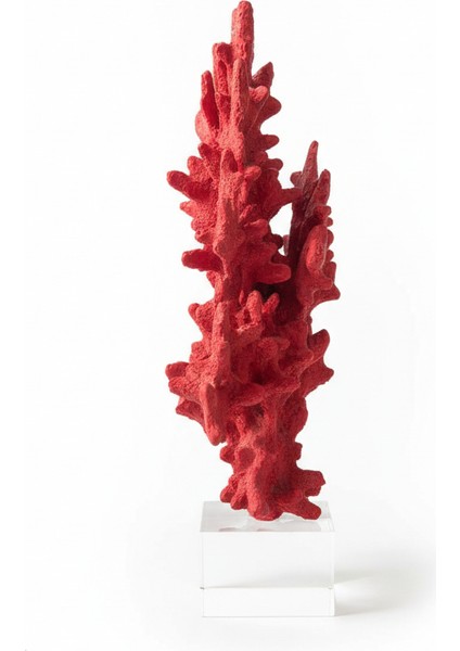 Kırmızı & Sarı Renk Dekoratif Mercan Obje | Kristal Ayaklı Modern Masa ve Salon Aksesuarı modelleri