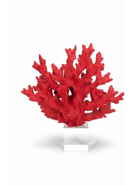 Kırmızı & Sarı Renk Dekoratif Mercan Obje | Kristal Ayaklı Modern Masa ve Salon Aksesuarı fırsatları