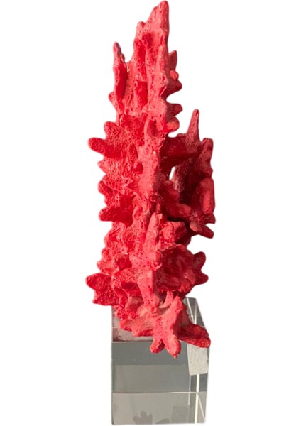 Kırmızı & Sarı Renk Dekoratif Mercan Obje | Kristal Ayaklı Modern Masa ve Salon Aksesuarı indirimleri