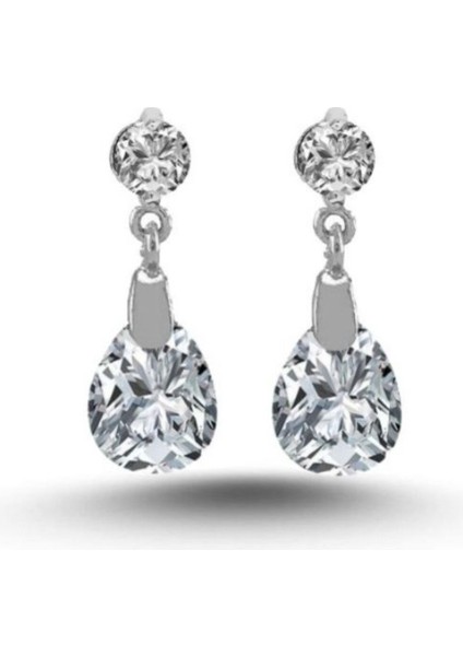 925 Ayar Gümüş Kristal Damla Küpe