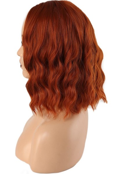 Fiber Sentetik Kısa Dalgalı Perçemsiz Peruk / Bakır modelleri