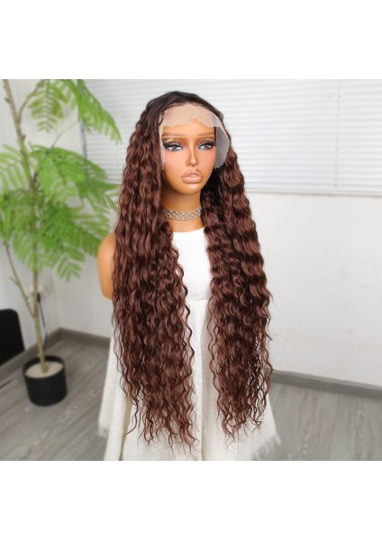 Kahve Karamel Ombreli Fiber Sentetik Tül Peruk modelleri