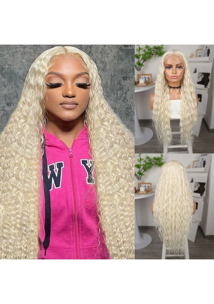 Platin Uzun Afro Dalga Fiber Sentetik Tül Peruk