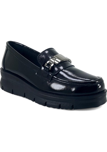 04 018 25KA Kadın Günlük Ayakkabı Siyah Rugan