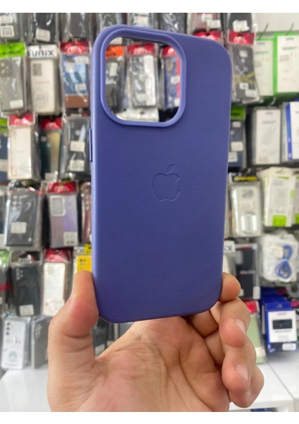 Iphone 14 Pro Uyumlu Içi Kadife Logolu Suni Deri Gizli Magsafe Sert Kılıf Logelix