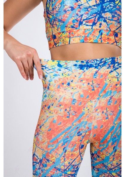 Spor Alt Üst Takım Yüksek Bel Dijital Baskı Tayt ve Büstiyer Ikili Takım