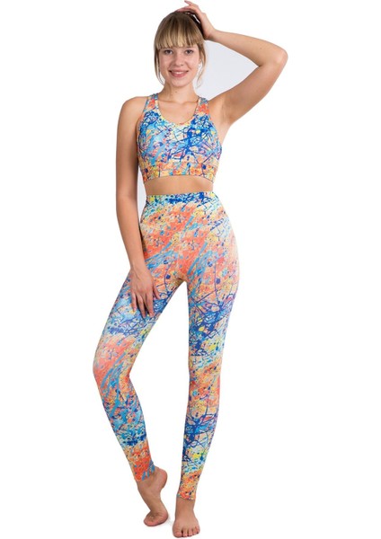 Spor Alt Üst Takım Yüksek Bel Dijital Baskı Tayt ve Büstiyer Ikili Takım modelleri