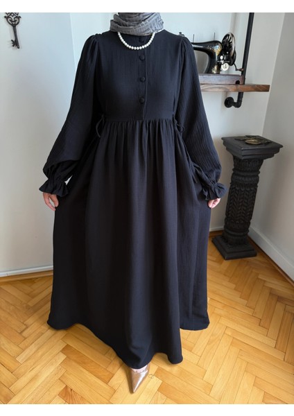 Yarımpat Yandan Bağlamalı Müslin Elbise 1004 fiyatları