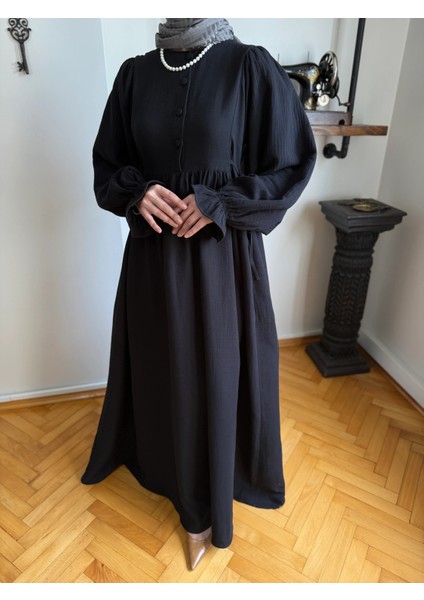 Yarımpat Yandan Bağlamalı Müslin Elbise 1004 fırsatları