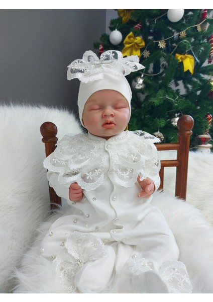 Güpür ve Inci Detaylı Kız Bebek Tulum Seti,mevlüt Takımı