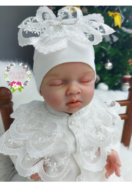 Güpür ve Inci Detaylı Kız Bebek Tulum Seti,mevlüt Takımı