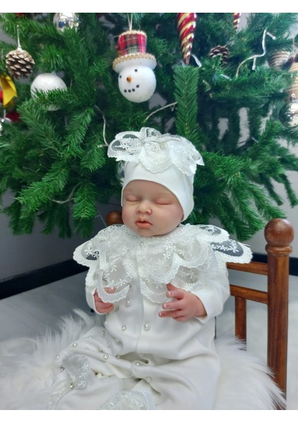 Güpür ve Inci Detaylı Kız Bebek Tulum Seti,mevlüt Takımı