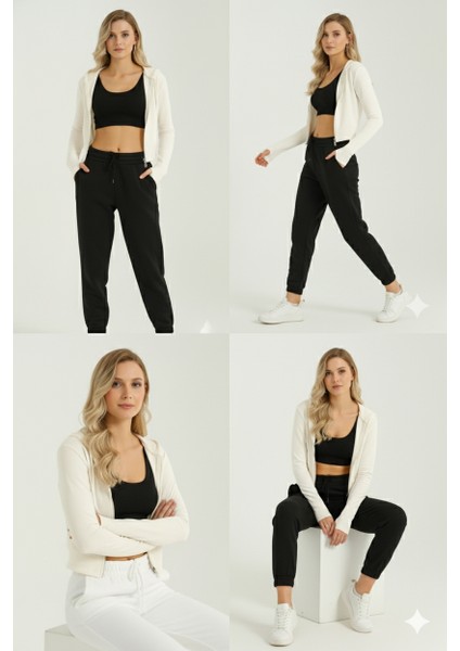 Kadın Kapüşonlu Fermuarlı Ekru Ceket | Parmak Geçme & Gizli Cep Detaylı | %100 Pamuk | Dar Kalıp fiyatları