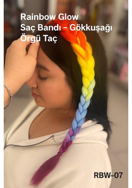Gökkuşağı Örgülü Taç-Renkli Takma Taç-Örgülü Taç- fiyatları