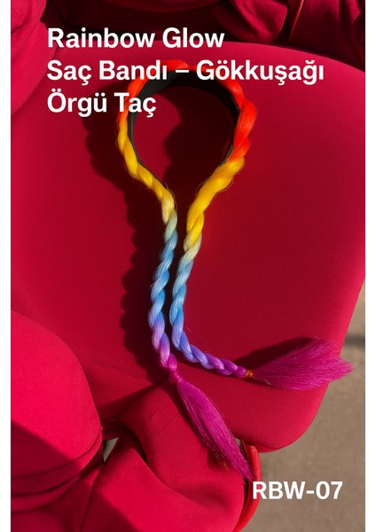 Gökkuşağı Örgülü Taç-Renkli Takma Taç-Örgülü Taç- fırsatları