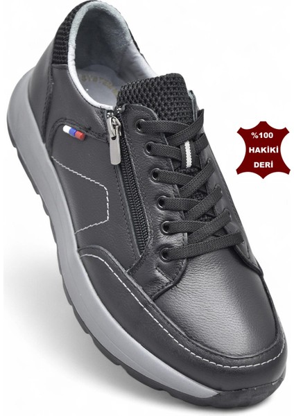 1751 Tam Ortopedik Taban Hakiki Deri Erkek Ayakkabı Fermuarlı Erkek Ayakkabı