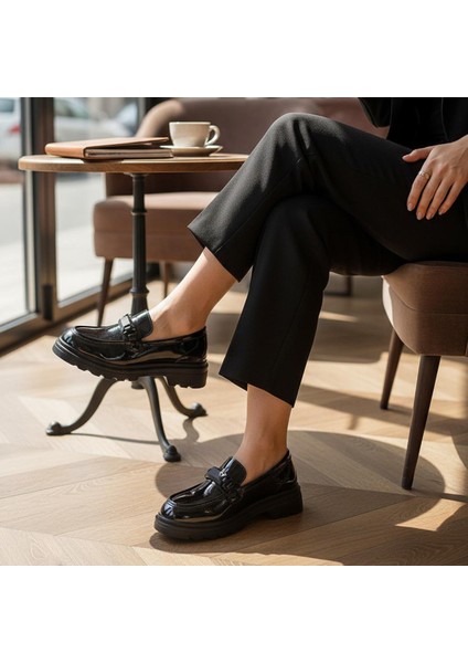 812-L Rahat Taban Günlük Siyah Kadın Laofer Ayakkabı Casual Kadın Ayakkabı Rugan fırsatları