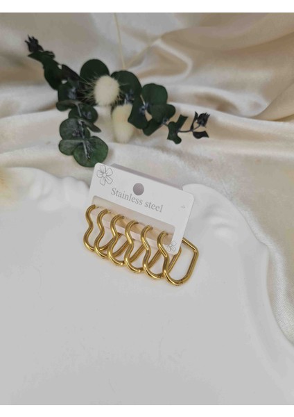 Gold Minimal Ear Cuff Set – 6’lı Paslanmaz Çelik Kıkırdak Küpe Seti fiyatları