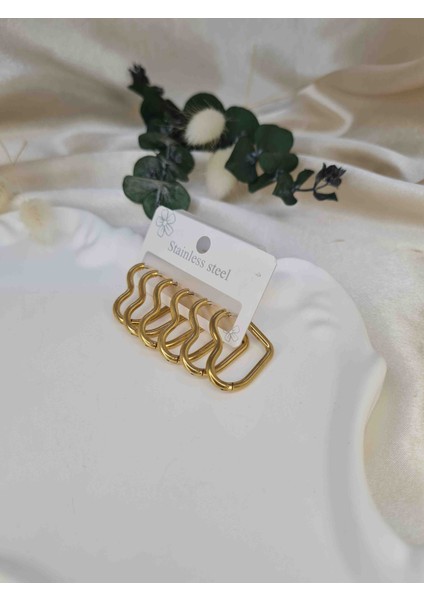 Gold Minimal Ear Cuff Set – 6’lı Paslanmaz Çelik Kıkırdak Küpe Seti fırsatları