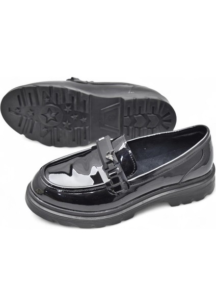 812-L Rahat Taban Günlük Siyah Kadın Laofer Ayakkabı Casual Kadın Ayakkabı Rugan