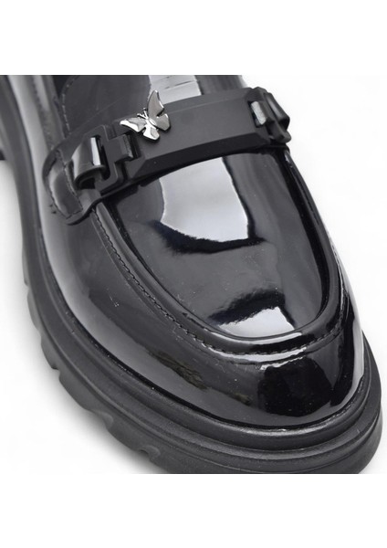 812-L Rahat Taban Günlük Siyah Kadın Laofer Ayakkabı Casual Kadın Ayakkabı Rugan