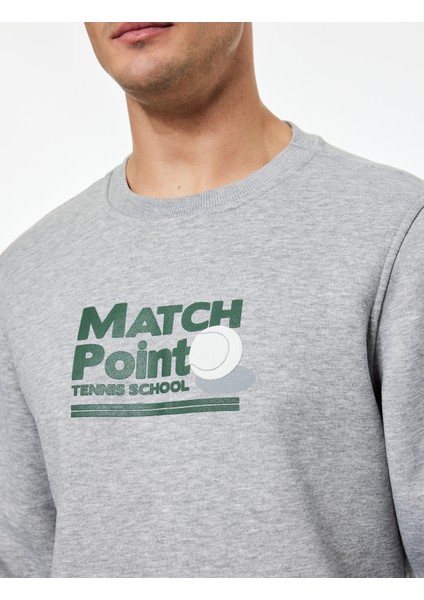 Uzun Kollu Bisiklet Yaka Şardonlu Baskılı Sweatshirt indirimleri