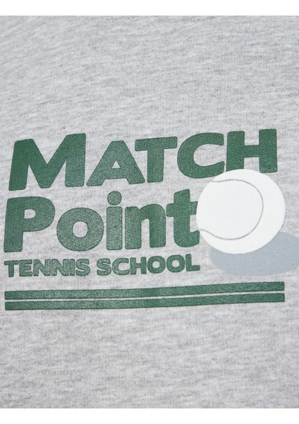 Uzun Kollu Bisiklet Yaka Şardonlu Baskılı Sweatshirt