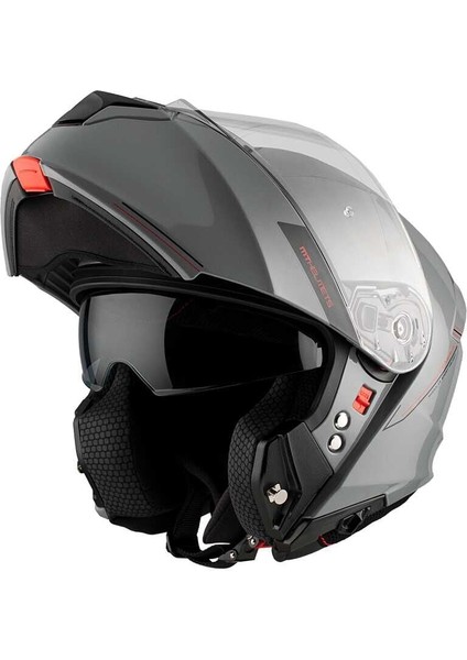 mt Genesıs Sv Solıd A12 Parlak Gri Çene Açılır Kask