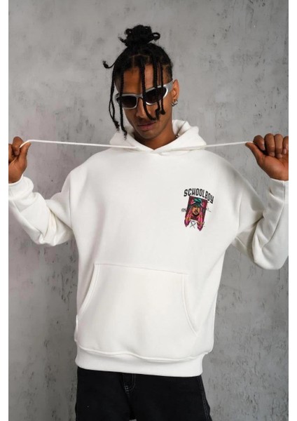 Erkek School Boy Baskılı Kapüşonlu Sweat - Beyaz fiyatları