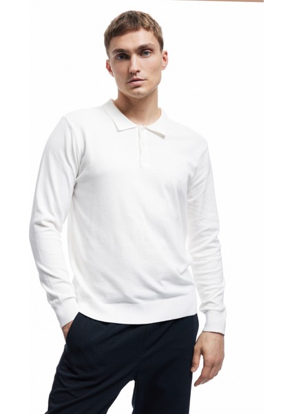 Uzun Kollu Düğmeli Polo Yaka Triko Kazak fiyatları