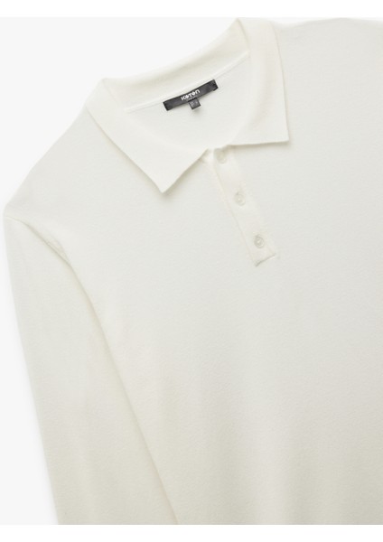 Uzun Kollu Düğmeli Polo Yaka Triko Kazak indirimleri